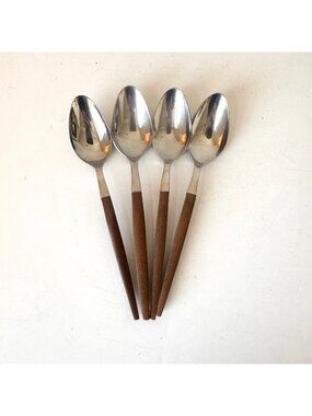 Set of 4 Ekco Eterna Canoe Teaspoons – Mid Century Stainless Steel Silverware